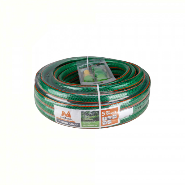 .FURTUN ARMAT VERDE CU ACCESORII 1/2-20M 635220 EVOTOOLS