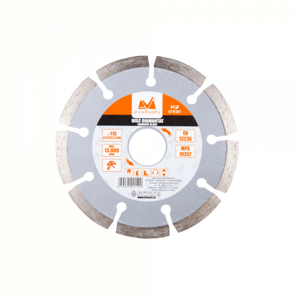 DISC DIAMANTAT SEGMENTAT UNIVERSAL 115MM 678381 EVOTOOLS