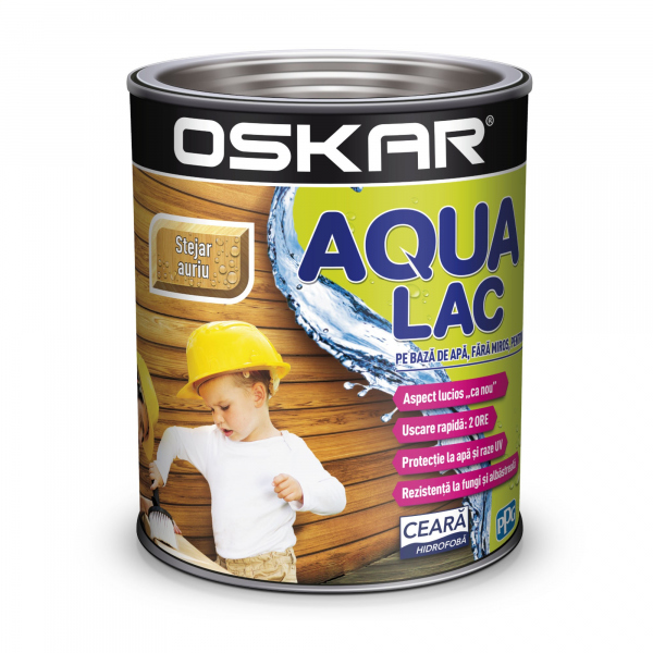 LAC PENTRU LEMN 0.75L AQUA STEJAR AURIU OSKAR