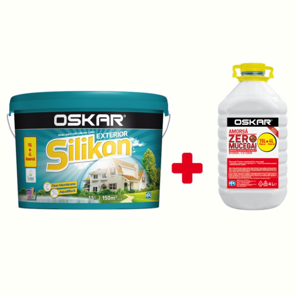 VOPSEA LAVABILA SILIKON EXTERIOR 15L ALB + AMORSA 4L KABL3A OSKAR